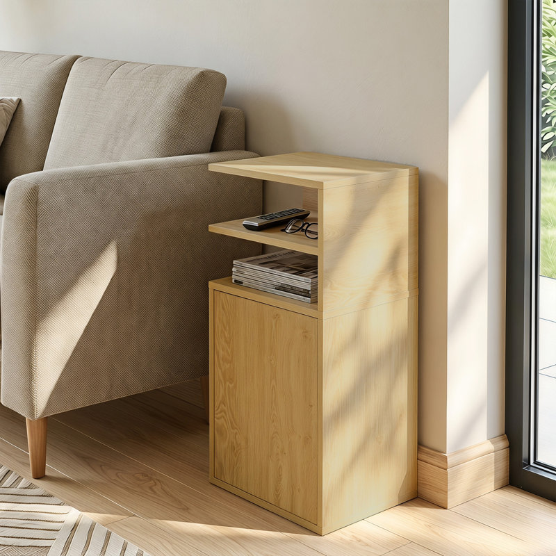 25 cm W Particle Board Bedside Table, Brown