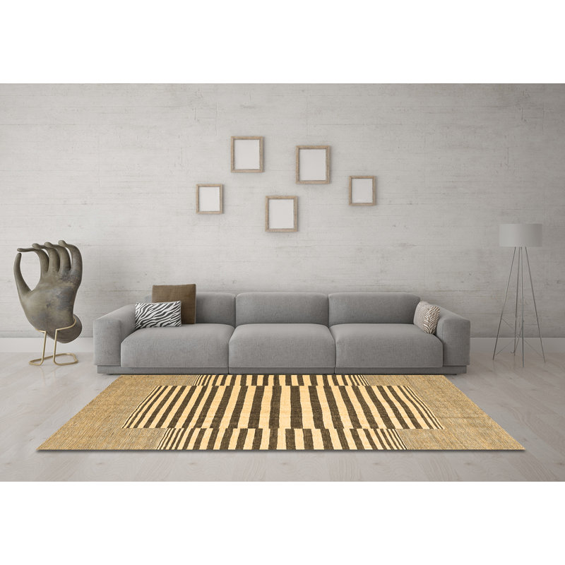 Washable Striped Indoor Rug, Square 5'