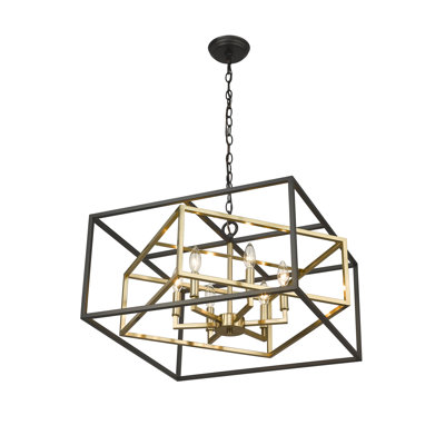 Lustre encastré 6 lumières noir et or