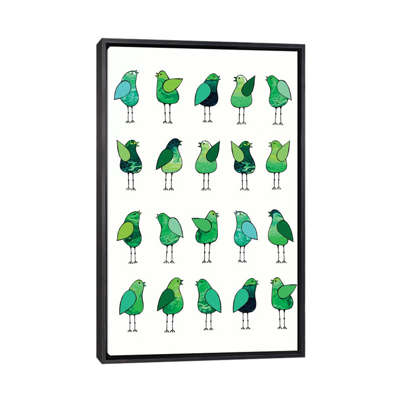 Décoration murale Gossip Birds Kids, H 26 po x l 18 po x 1,5 po, Toile avec cadre noir patiné