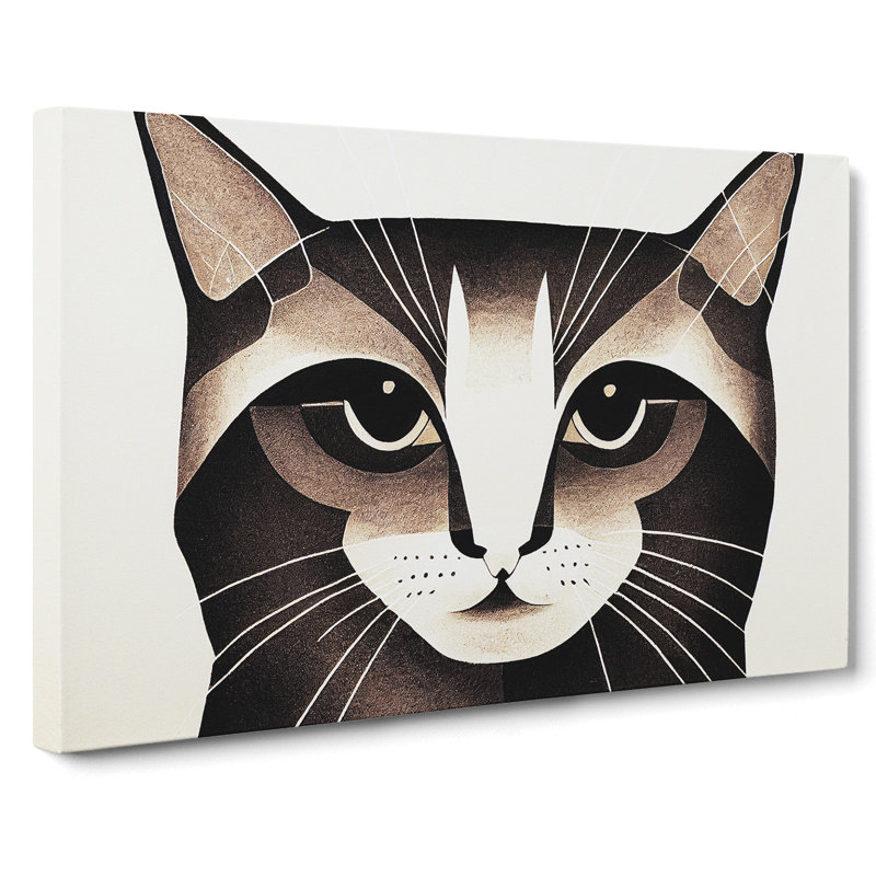 Cat Illustration - Wrapped Canvas Print, 40cm H x 60cm W x 3cm D
