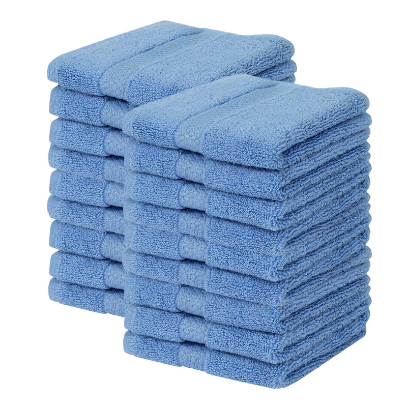 Splash 100% Cotton Zero Twist Washcloth Set, 550 GSM Soft Absorbent Cotton Washcloths & Face Towels for Bathroom, Spa & Daily Use, OEKO-TEX Certified, 18 Pack, Dark Blue