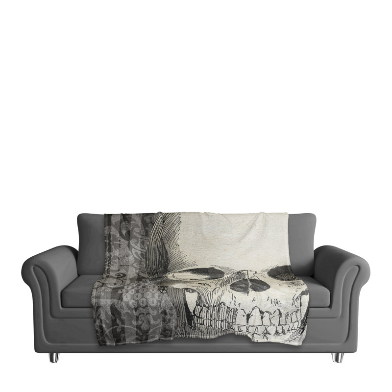 Spooky Skull Hand Woven Throw Blanket, 30" W x 40" L