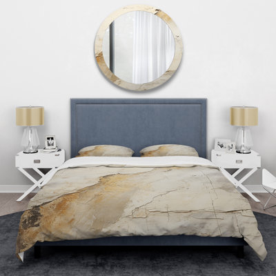 Earth Minimalist Fossils II - Abstract Collages Duvet Cover Set