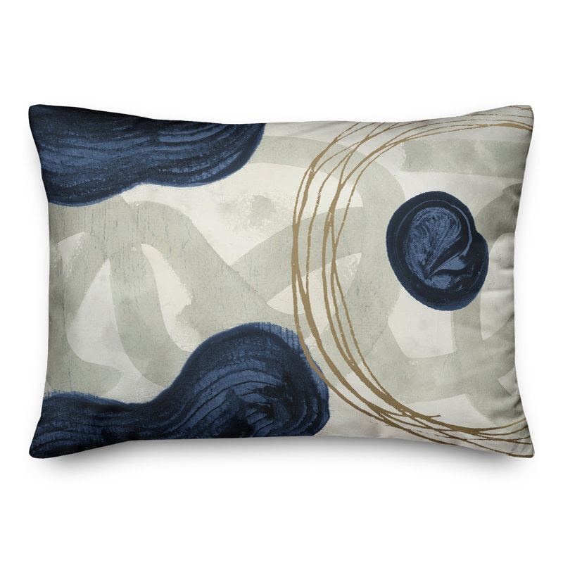 Chic Urban Abstract Blue and Beige Spun Polyester Pillow