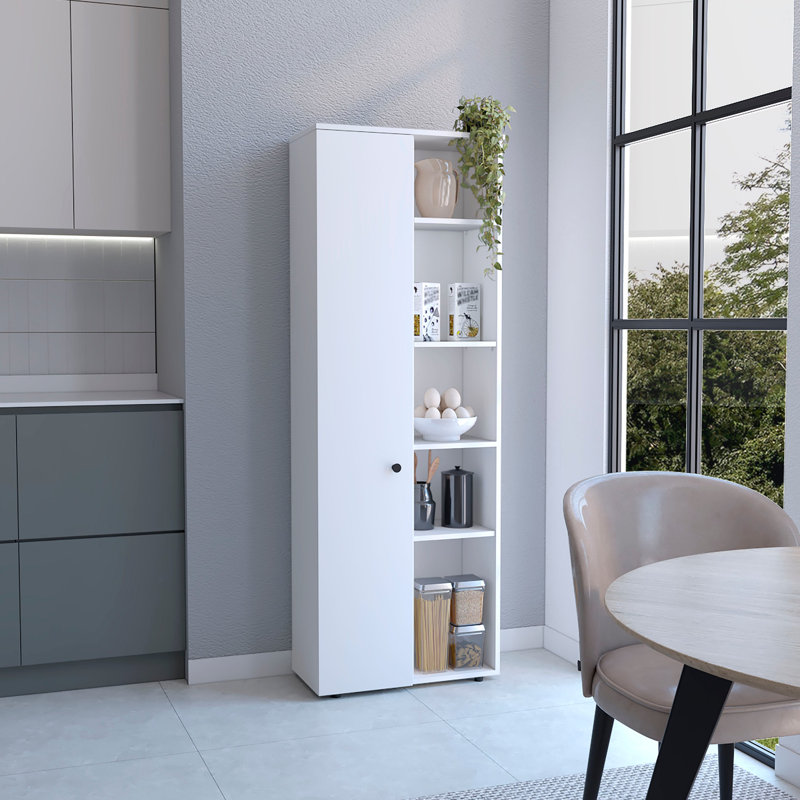 Armoire de cuisine avec cinq tablettes intérieures et extérieures, Blanc