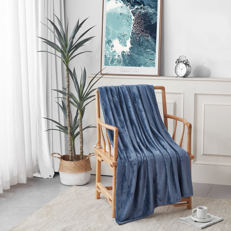 Couverture en molleton ultra doux Nautica Solid, Grand lit, Marine