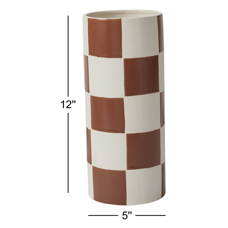 Cleveland Handmade Ceramic / Porcelain Table Vase, Terracotta, 12" H x 5" W x 5" D
