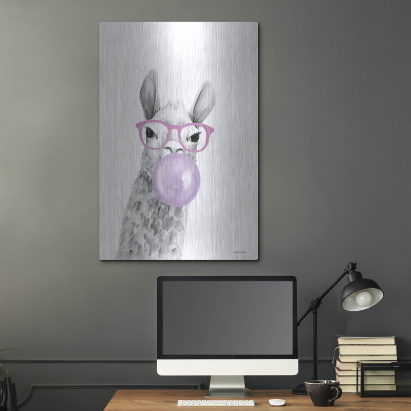  «Bubble Gum Alpaca» par Rachel Nieman, art mural en métal, 24 po x 36 po, H 36 po x l 24 po
