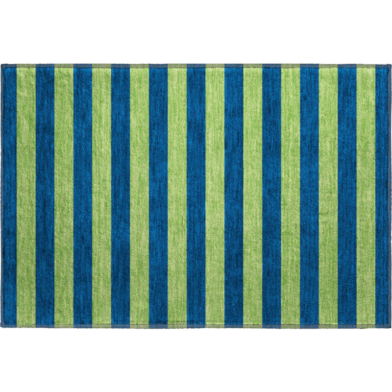 Tapis bleu marine Cerrito AMF530 lavable à la machine de qualité supérieure, Rectangle 1 pi 8 po x 2 pi 6 po