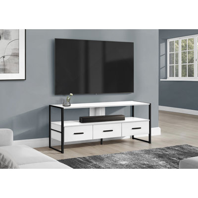 Meuble télé polyvalent avec tiroirs de rangement et tablettes ouvertes, idéal pour le divertissement multimédia dans le salon ou la chambre à coucher, design contemporain et moderne