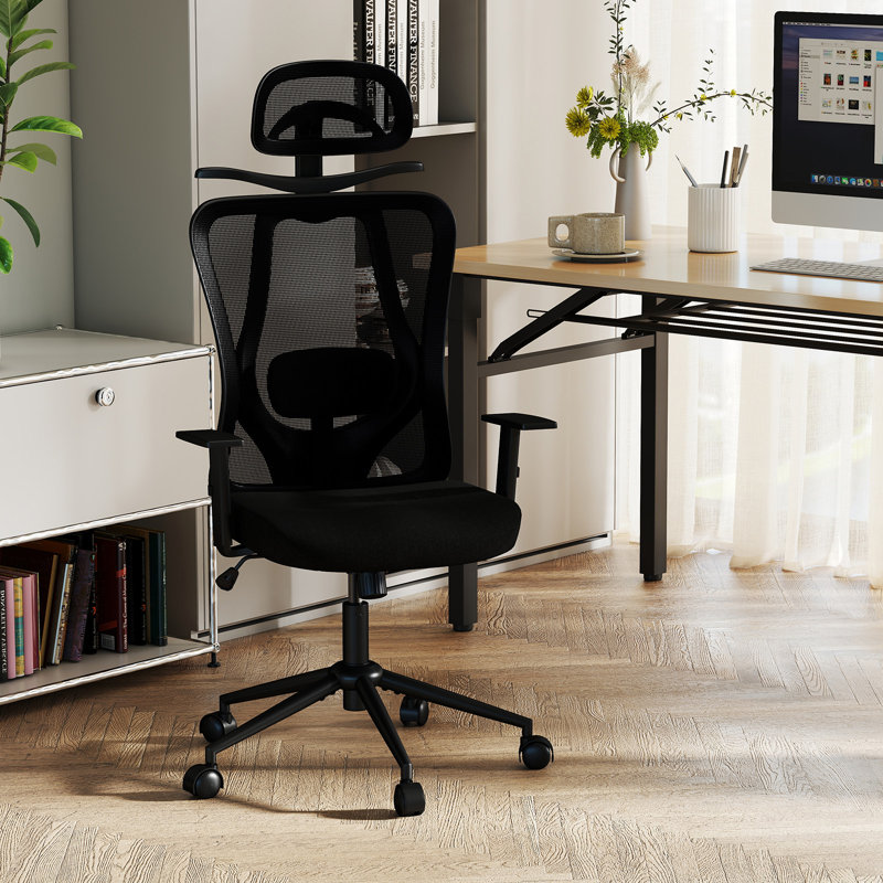 Chaise de bureau ergonomique avec appui-tête 3D et dossier inclinable Gymax pour bureau à domicile noir