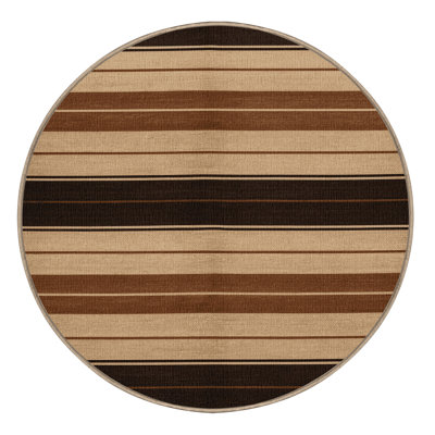Washable Sand Dark Brown Striped Area Rug