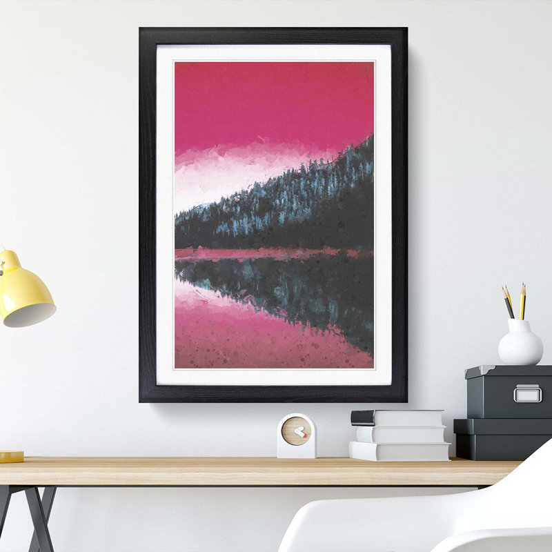 The Pink Forest Angles in Abstract - Picture Frame Graphic Art Print, 36cm H x 27cm W x 2cm D, Black Framed