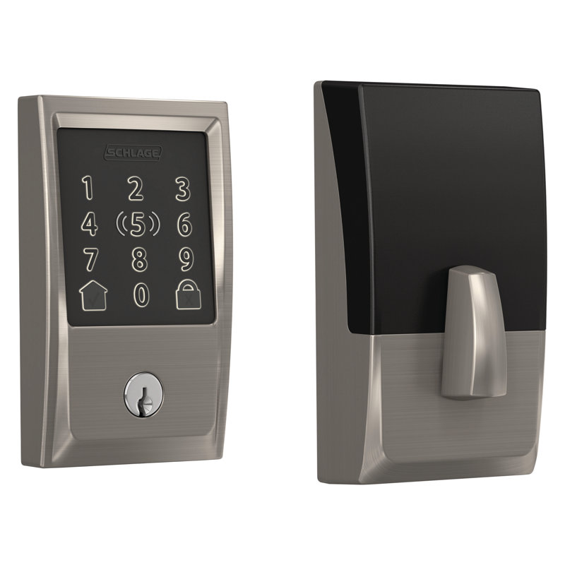 Encode Plus Smart Wifi Deadbolt With Century Trim, Satin Nickel