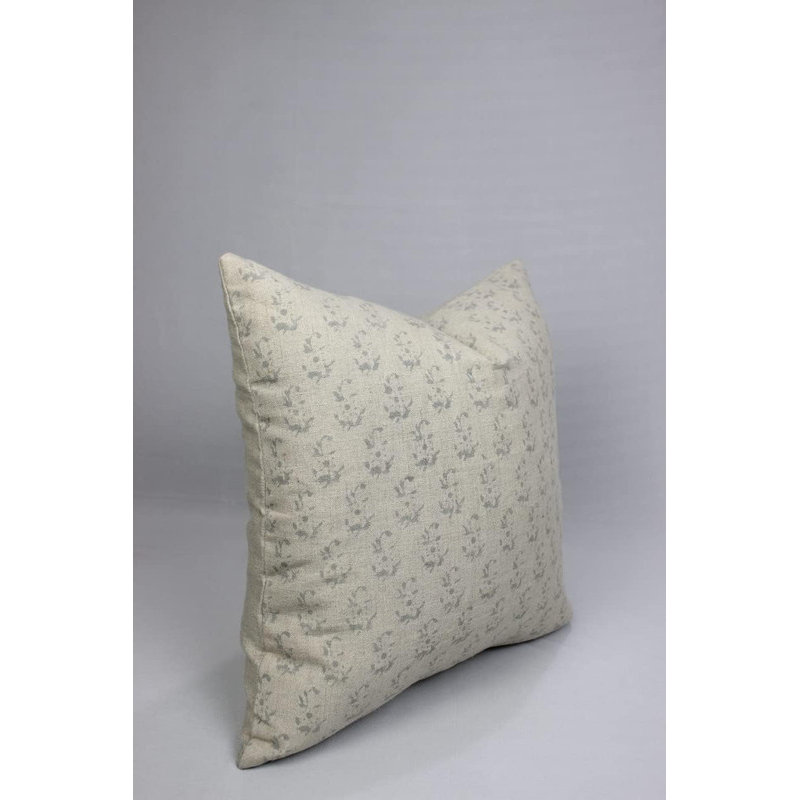 Linen Indoor/Outdoor Pillow Cover, Beige Floral 2, Square, 20" x 20"