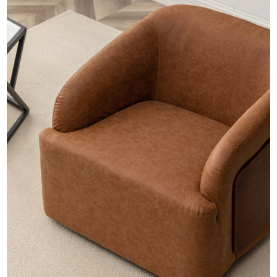 Broderic Faux Leather Swivel Barrel Chair