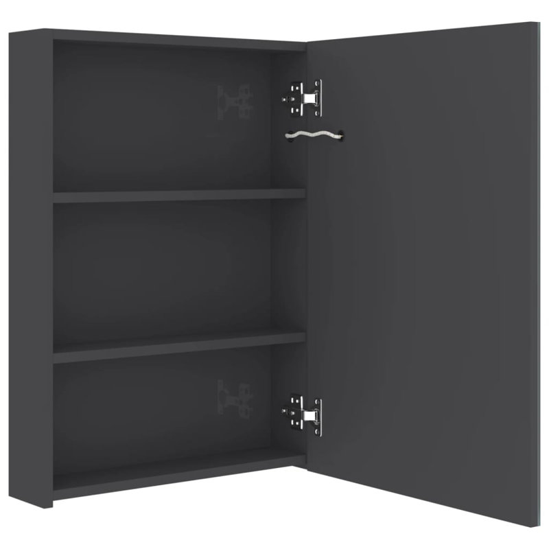 Barfuss 500mm W 700mm H Surface Frameless Medicine Cabinet with Mirror and Fixed Shelves, Shining Grey
