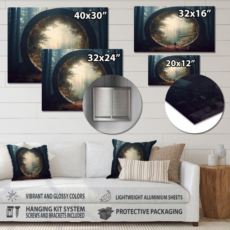 Décoration murale surréaliste Stargate Revelation IV - surréalisme en métal, H 30 po x l 40 po x P 1,5 po