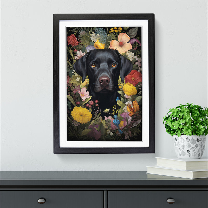 Labrador Retriever Rococo - Framed Print, 34cm H x 25cm W x 2" D, Black Framed