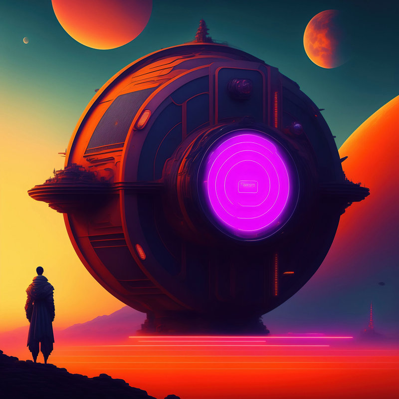 "Time Machine Pod 2" par Stephen Chambers, impression sur toile tendue, L 15 po x H 15 po
