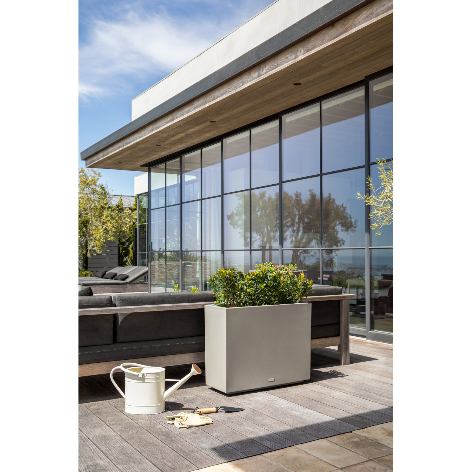 Block Series Span Planter, Gray, 24.25” H x 30” W x 12” D