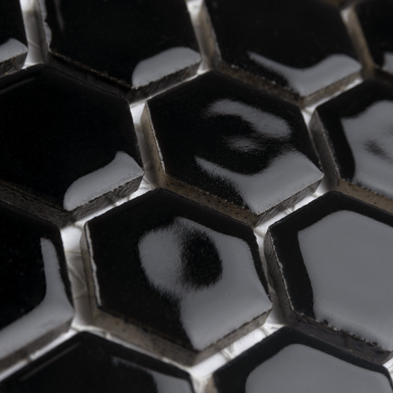 Hudson 1" x 1" Porcelain Honeycomb Mosaic Wall & Floor Tile, Black