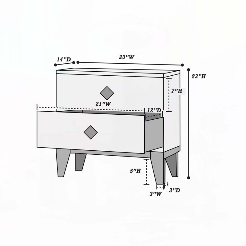 Nightstand with Storage Drawer, Dark Gray