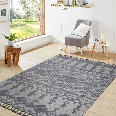 Tapis blanc et gris 8 x 10, pour les bureaux à domicile, teint, sans perte de poils, animaux de compagnie, options multiples, facile à nettoyer, espaces à poils moyens,