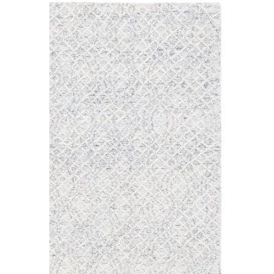 Desireah Hand Tufted Wool Cotton with Latex Geometric Rug in Ivory/Gray