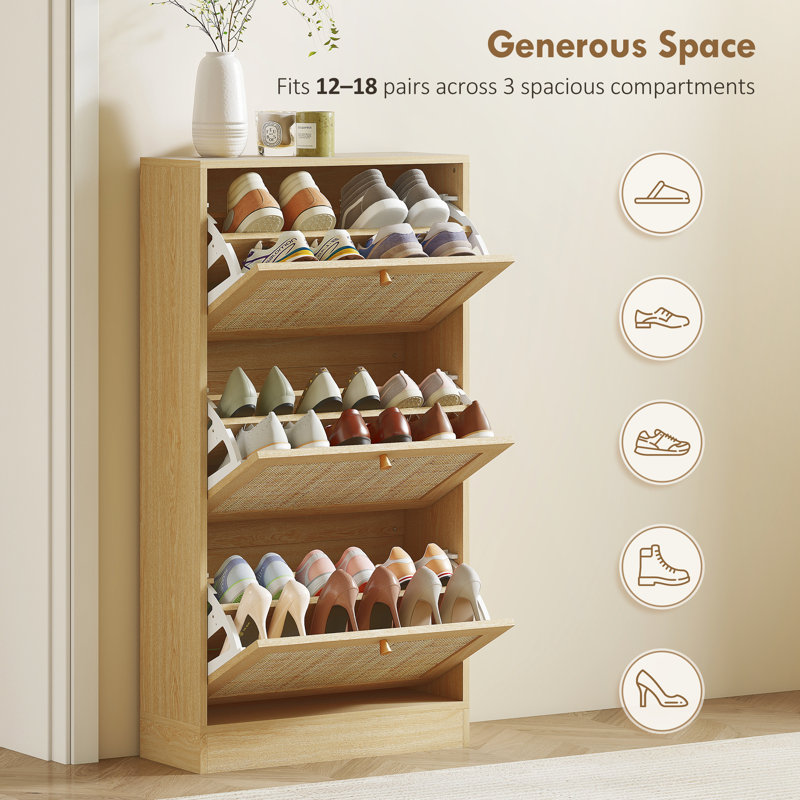 Rangement pour chaussures avec 3 tiroirs, chêne