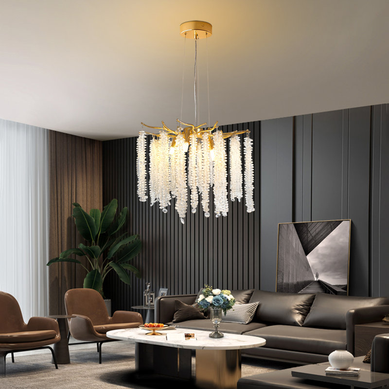 Modern Gold Tree Branch Crystal Chandelier, 15.7", G9 Base (No Bulb)