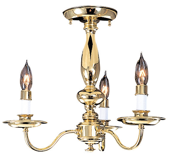 Style bougie classique/traditionnel 3 lumières lustre Jovan, Laiton poli