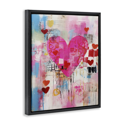 "Whimsical Romance Heart", art mural encadré sur toile flottante par LSR Design Studio