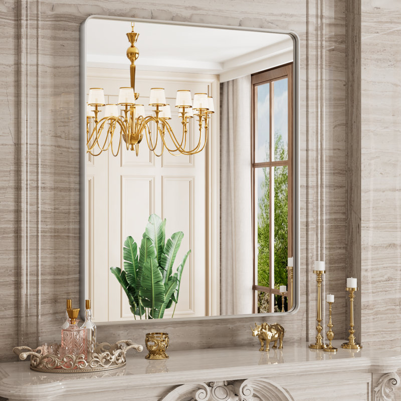 Miroir de salle de bain Corvetta, Nickel brossé, 36 po x 24 po