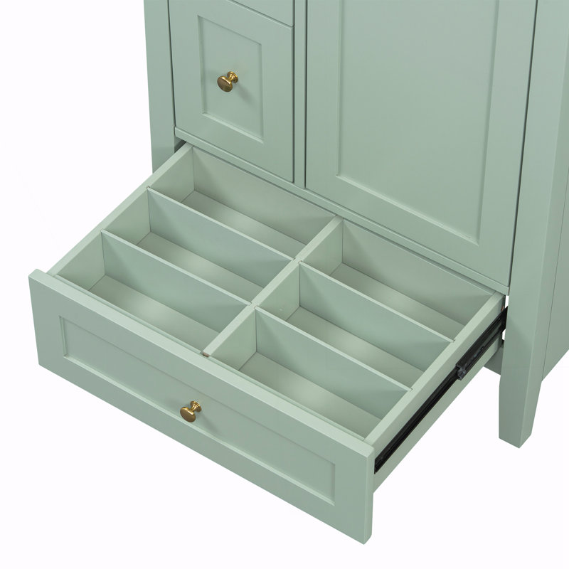 Meuble-lavabo de salle de bain avec rangement, Vert