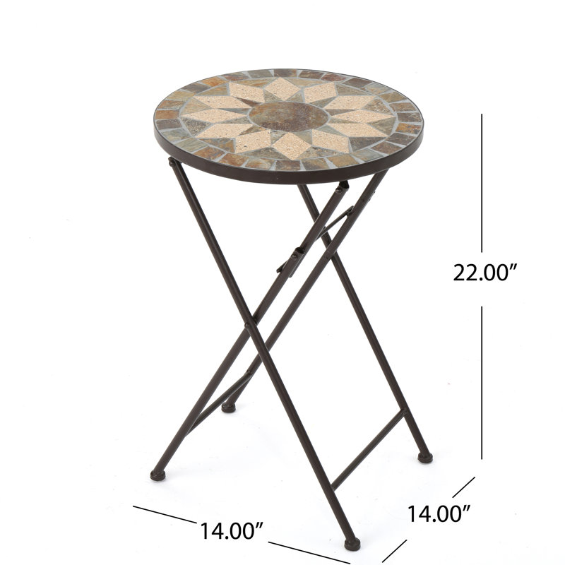Table d'appoint d'extérieur moderne beige et noire, en céramique et fer, avec une structure métallique robuste et une finition antirouille, idéale pour une utilisation intérieure et extérieure.