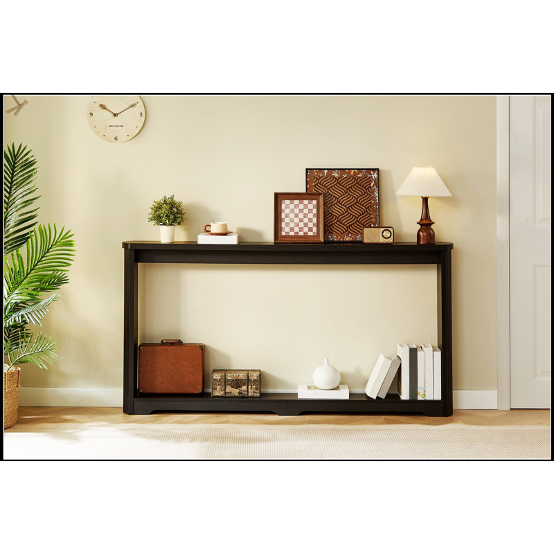 70.1 Inch Corrugated Texture Storage Table For Narrow Spaces, Sturdy And Durable Wooden Console Sofa Table, Black