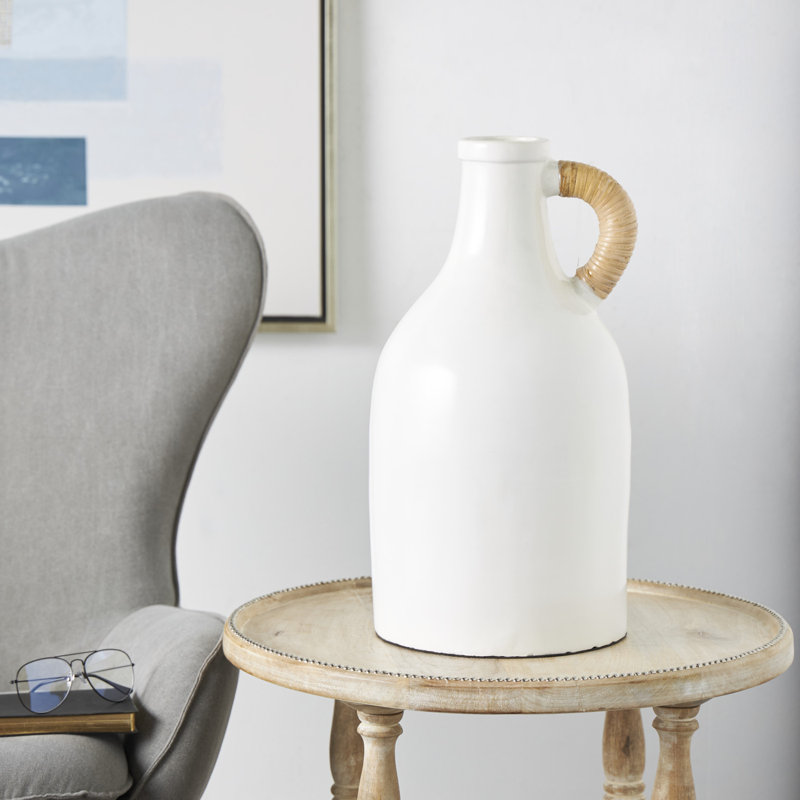 Terracotta Table Vase, White