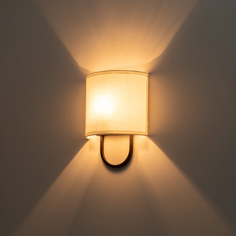 1-Light Coastal Style Fabric Wall Sconce, Oil Rubbed Bronze