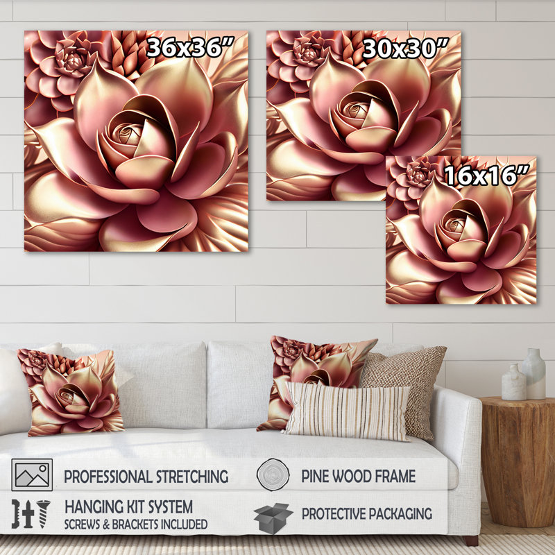 Glam Flowers I - reproduction sur toile, H 36 po x l 36 po x P 1,5 po, Toile tendue