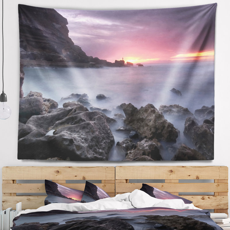 Tapisserie sintra coucher de soleil à samarra mer shore, H 32 po x l 39 po