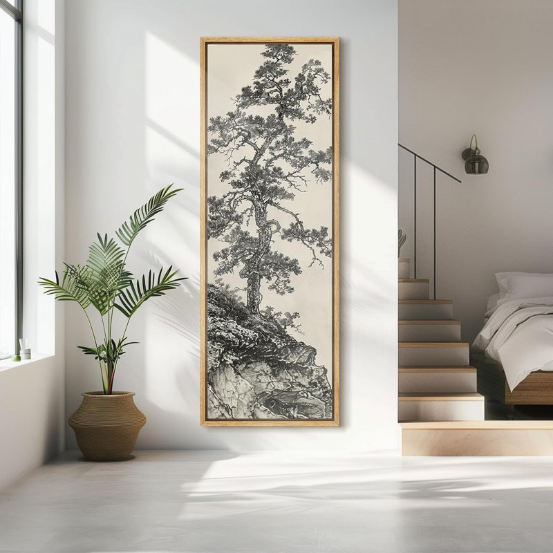 Reproduction d'art rétro sur toile encadrée de pin rétro vintage, H 60 po x l 20 po, Naturel