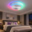Modern Ceiling Fan with LED RGB Light, Flush Mount Fandelier with Remote App Voice Control-63856173