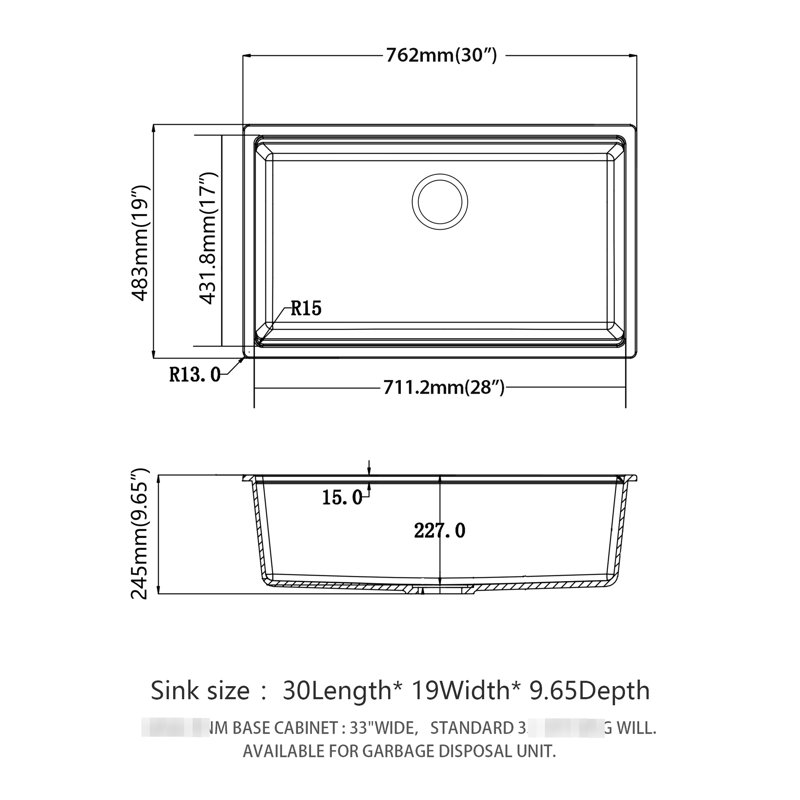 30X19" Quartz Workstation Kitchen Sink, Smooth Surface, Protects Scratches, Comes With Strainers & Installation Guide White, 30X19", Quartz, Workstation, Undermount, Smooth, Non - Porous, Dirt,