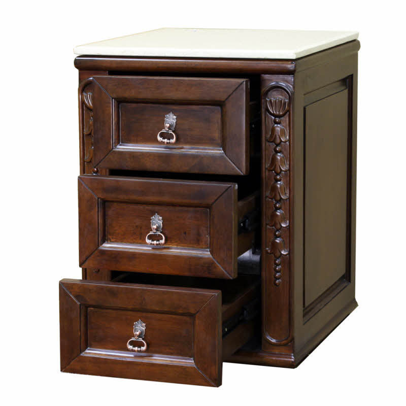 Elegant Birch and Marble 18" Single Vanity with Antique Brass Hardware