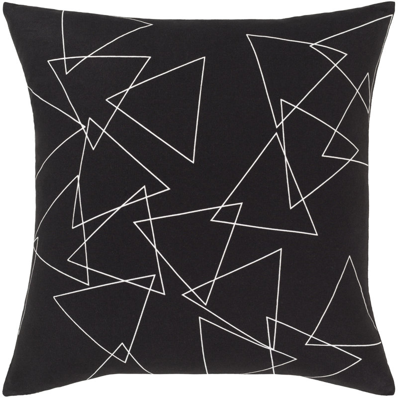 Graphic Cotton Throw Pillow, Polyester/Polyfill, Black