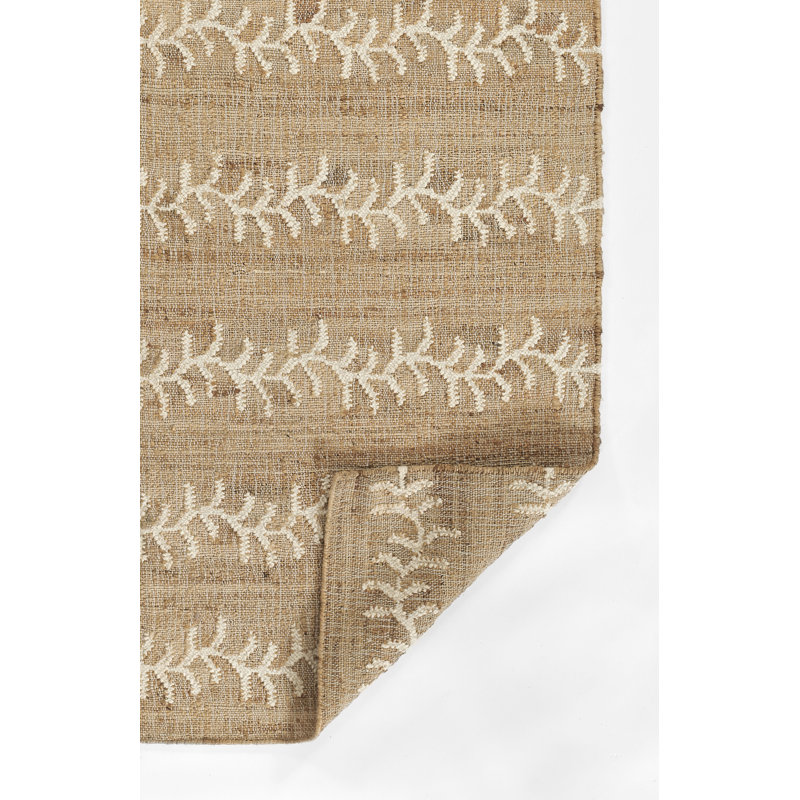 Erin Gates by Momeni Orchard Vine Stripe Jute and Wool Hand Woven Ivory Area Rug, Rectangle 5' x 8'