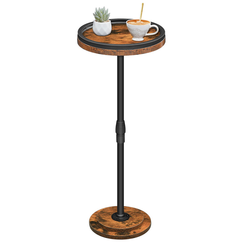 Small Round End Table, Adjustable Height Sofa Side Table