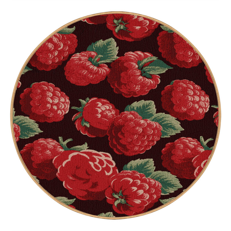  Tapis lavable framboise et fruits rouges, Rectangle 5 pi x 7 pi